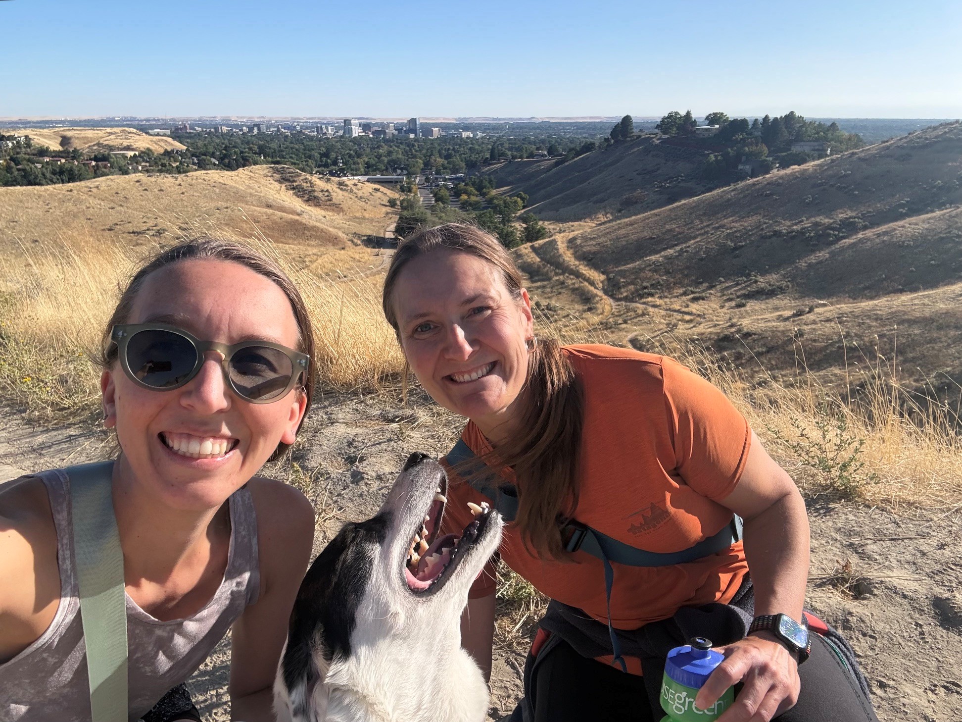 Fellow and PD hiking in foothills.